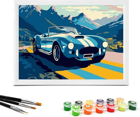 طلاء ناريولار بالأرقام للأطفال الذين تتراوح أعمارهم بين 4-8-12 عامًا مع ورق مقوى مطبوع مسبقًا مقاس 7 × 9.5 بوصة، وأواني طلاء أكريليك و3 فرش طلاء، ديكور غرفة هدايا حرفية للأطفال، (وحيد القرن الوردي in Kuwait