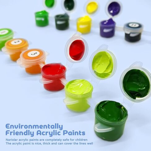 طلاء ناريولار بالأرقام للأطفال الذين تتراوح أعمارهم بين 4-8-12 عامًا مع ورق مقوى مطبوع مسبقًا مقاس 7 × 9.5 بوصة، وأواني طلاء أكريليك و3 فرش طلاء، ديكور غرفة هدايا حرفية للأطفال، (وحيد القرن الوردي in Kuwait