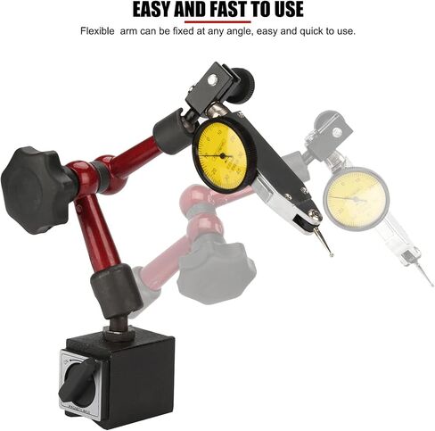 EVTSCAN 0 to 0.8mm Lever Type Test Indicator with Magnetic Base Set, 32mm Dial Diameter with Rotating Bezel and 200mm Flexible Adjustable Arm in Saudi Arabia