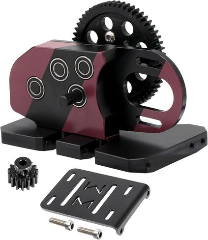 AMK 1/10 Transmission 2Low Differential Gearbox with Skid Plate SCX10 Transmission for LCG Chassis Kit 1/10 RC Crawler Axial SCX10 II DIY LCG Chassis SCX10 Upgrades (Red & Black) in Saudi Arabia