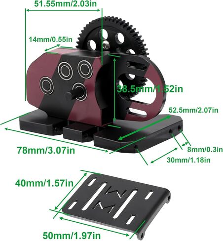 AMK 1/10 Transmission 2Low Differential Gearbox with Skid Plate SCX10 Transmission for LCG Chassis Kit 1/10 RC Crawler Axial SCX10 II DIY LCG Chassis SCX10 Upgrades (Red & Black) in Saudi Arabia