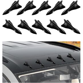 10 قطع من مجموعة زعانف القرش لموزع روائح السيارة، ديكور جناح سقف مولد دوامة الهواء ذاتي اللصق، استبدال موزع روائح السيارة العالمي المتوافق مع جناح السقف المفسد (ألياف الكربون) in Kuwait