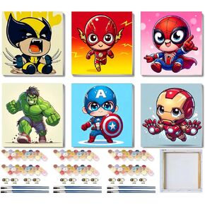 CraftyTime 4 عبوات من الطلاء المؤطر حسب الرقم للأطفال من سن 8 إلى 12 عامًا، مجموعة طلاء حيوانات لطيفة بالأرقام للمبتدئين، طلاء أكريليك سهل بالأرقام من الفنون والحرف القماشية لتزيين الحائط هدية 8x8 بوصة in Kuwait