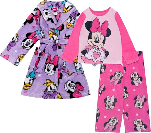 Disney Girls' 3-Piece Bathrobe & Loose-fit Pajama Set, Soft & Cute for Kids in Saudi Arabia