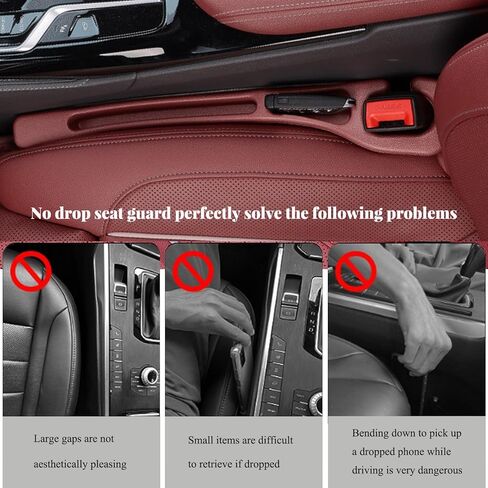 KASHENGMK] Drop Stop Car Seat Gap Filler – Premium Silicone Side Gap Blocker Prevents Phone, Keys & Wallet from Falling (2-Pack, Black) in Saudi Arabia