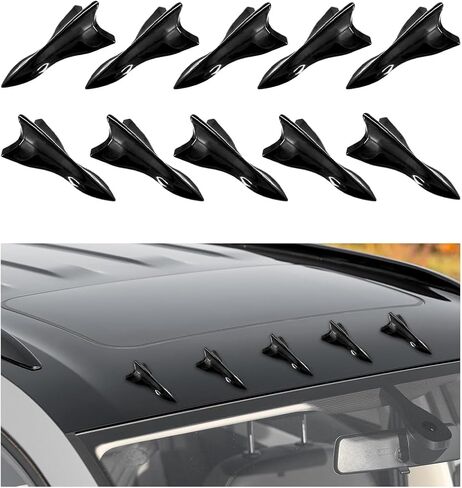 10 قطع من مجموعة زعانف القرش لموزع روائح السيارة، ديكور جناح سقف مولد دوامة الهواء ذاتي اللصق، استبدال موزع روائح السيارة العالمي المتوافق مع جناح السقف المفسد (ألياف الكربون) in Kuwait