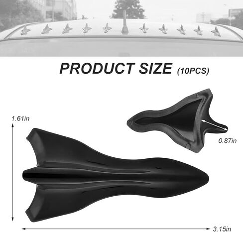 10 قطع من مجموعة زعانف القرش لموزع روائح السيارة، ديكور جناح سقف مولد دوامة الهواء ذاتي اللصق، استبدال موزع روائح السيارة العالمي المتوافق مع جناح السقف المفسد (ألياف الكربون) in Kuwait