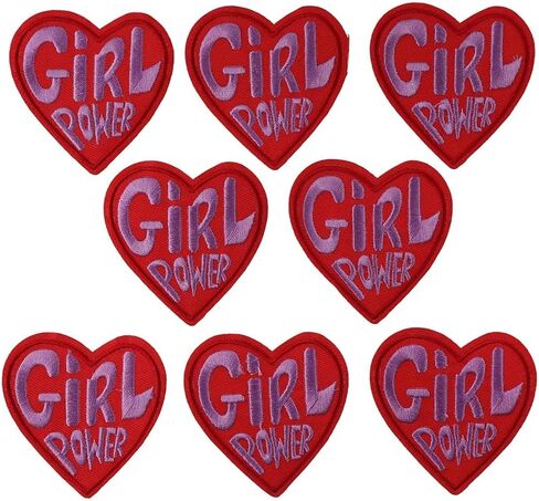 8Pcs Girl Power Iron On Patch, Red Heart Shape Embroidery Patches for Hat Shirt Jacket Clothing in Saudi Arabia