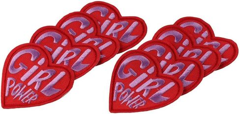 8Pcs Girl Power Iron On Patch, Red Heart Shape Embroidery Patches for Hat Shirt Jacket Clothing in Saudi Arabia