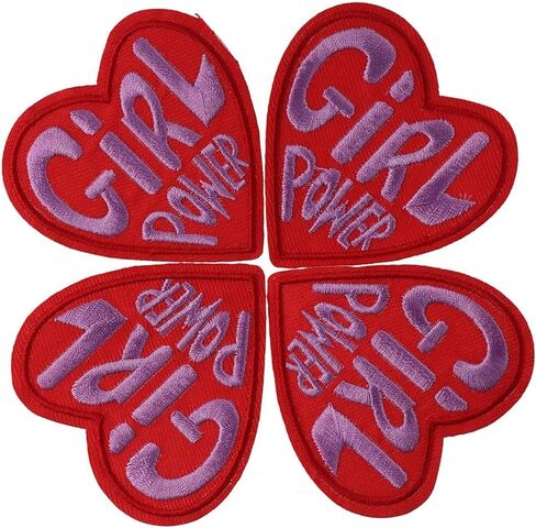 8Pcs Girl Power Iron On Patch, Red Heart Shape Embroidery Patches for Hat Shirt Jacket Clothing in Saudi Arabia