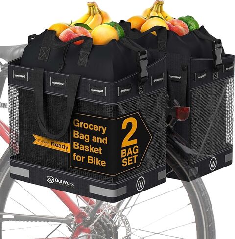 Grocery Panniers for Bicycles - 22.5 Liter Water Resistant Bike Panniers for Bicycles Rear Rack with Handles and Shoulder Strap - 1 Bag in Saudi Arabia