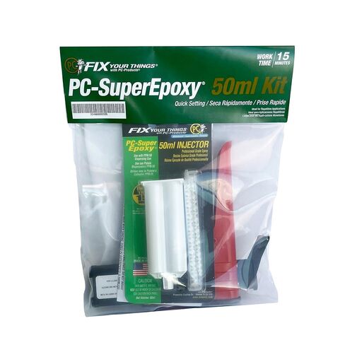 PC Products PC-Super Epoxy Adhesive Paste Kit, Two-Part with Dispensing Gun and 3-Pack of 50ml Cartridges, 03589, Clear in Kuwait
