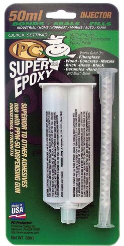 PC Products PC-Super Epoxy Adhesive Paste Kit, Two-Part with Dispensing Gun and 3-Pack of 50ml Cartridges, 03589, Clear in Kuwait