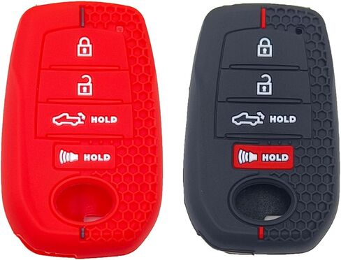 LemSa قطعتان من غطاء غطاء مفتاح السيارة بدون مفتاح من السيليكون لسيارة Toyota 2026 2025 2024 2023 Tacoma Tundra Camry Corolla Crown Prius Venza Sequoia Grand Highlander RAV4 Prime، أسود أرجواني in Kuwait