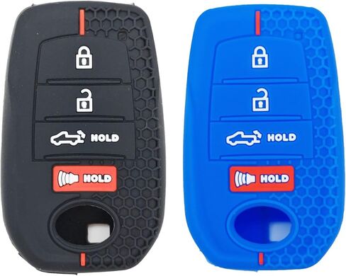 LemSa قطعتان من غطاء غطاء مفتاح السيارة بدون مفتاح من السيليكون لسيارة Toyota 2026 2025 2024 2023 Tacoma Tundra Camry Corolla Crown Prius Venza Sequoia Grand Highlander RAV4 Prime، أسود أرجواني in Kuwait
