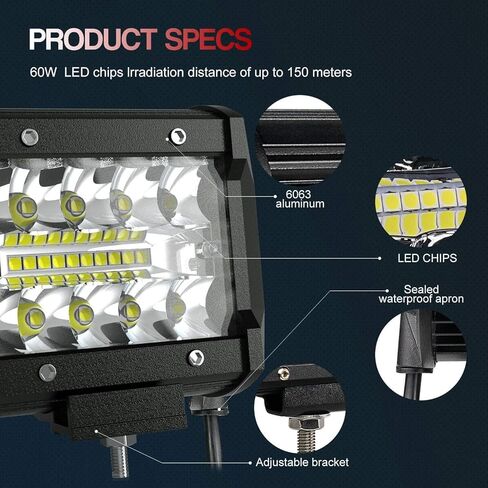 Generic 42Inch 780W + 22Inch 390W Curved LED Light Bar Triple Row Flood Spot Combo Beam Off Road Lights + 4pcs 4Inch 60W Led Fog Lights W/2PCS Rocker Switch Wiring Harness for Jeep Trucks ATV Boat in Saudi Arabia