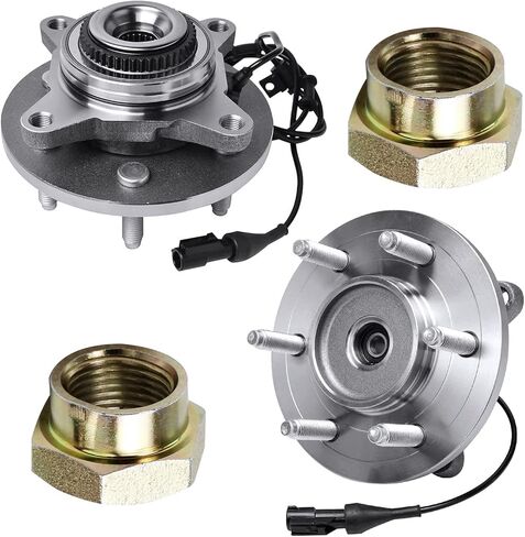 Detroit Axle 515043 Front Wheel Hub and Bearing Assembly w/CV Spindle Nuts for Ford F-150, Lincoln Mark LT, 4x4 (4pc Set) (Column 1, w/ 6 Studs, Built from 11/29/04) in Saudi Arabia
