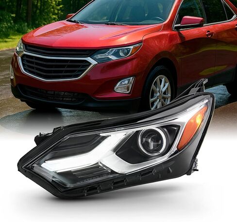 AKKON - يناسب 2018 2019 2020 2021 Chevy Equinox [نوع الهالوجين] أنبوب LED DRL مصباح أمامي أسود للركاب الجانب الأيمن 18 19 20 in Saudi Arabia