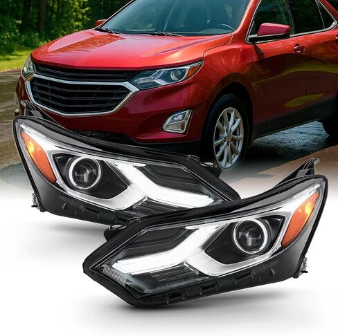 AKKON - يناسب 2018 2019 2020 2021 Chevy Equinox [نوع الهالوجين] أنبوب LED DRL مصباح أمامي أسود للركاب الجانب الأيمن 18 19 20 in Kuwait