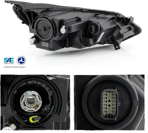 AKKON - يناسب 2018 2019 2020 2021 Chevy Equinox [نوع الهالوجين] أنبوب LED DRL مصباح أمامي أسود للركاب الجانب الأيمن 18 19 20 in Kuwait
