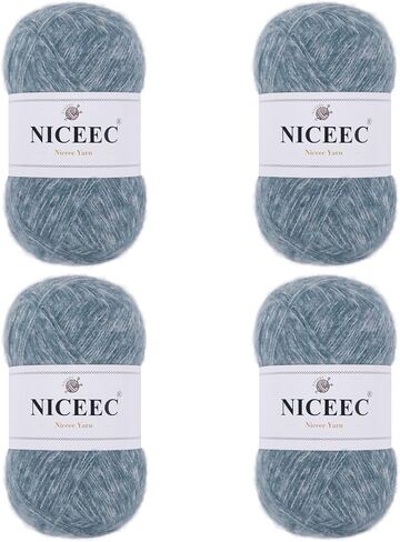 NICEEC 4 خيوط من الوبر الملونة، فائقة النعومة وطبقة واحدة، غزل فائق النعومة ورفيع للكروشيه والحياكة، 100% بوليستر، إجمالي 5.64 أونصة/1247 ياردة - أرجواني in Kuwait