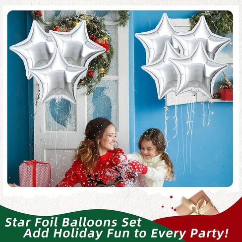 20 Pieces 18 Inch Star Foil Balloons, Metallic Mylar Star-Shaped Balloons for Birthdays, Baby Showers, Graduations, Weddings, Anniversaries, Christmas, New Year’s Eve, and Party Decorations (Silver) in Saudi Arabia
