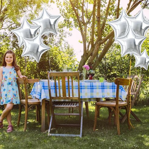 20 Pieces 18 Inch Star Foil Balloons, Metallic Mylar Star-Shaped Balloons for Birthdays, Baby Showers, Graduations, Weddings, Anniversaries, Christmas, New Year’s Eve, and Party Decorations (Silver) in Saudi Arabia