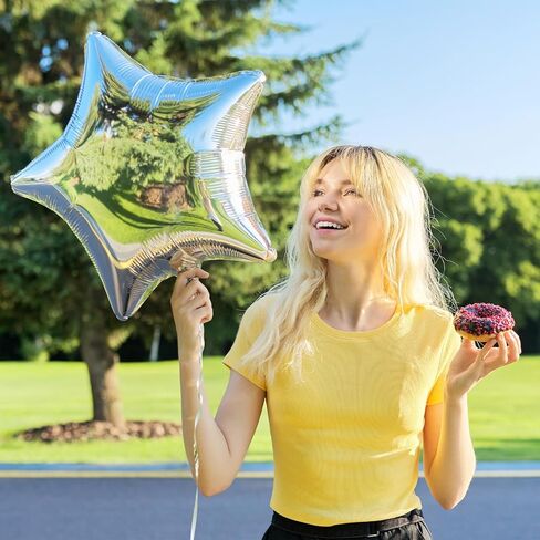 20 Pieces 18 Inch Star Foil Balloons, Metallic Mylar Star-Shaped Balloons for Birthdays, Baby Showers, Graduations, Weddings, Anniversaries, Christmas, New Year’s Eve, and Party Decorations (Silver) in Saudi Arabia