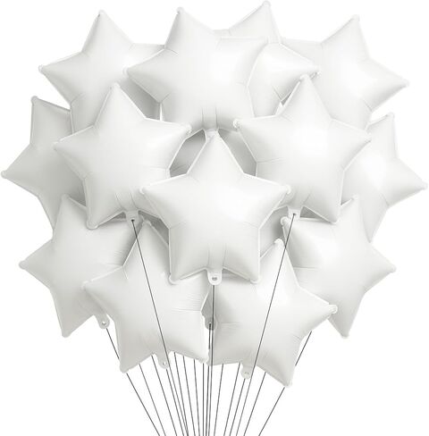 20 Pieces 18 Inch Star Foil Balloons, Metallic Mylar Star-Shaped Balloons for Birthdays, Baby Showers, Graduations, Weddings, Anniversaries, Christmas, New Year’s Eve, and Party Decorations (Silver) in Saudi Arabia