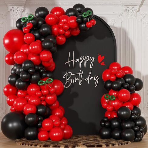 Red and Black Balloon Arch Kit, 140Pcs Red Black Cherry Balloons for Birthday Baby Shower Bachelorette Cherry Themed Party Decorations in Saudi Arabia