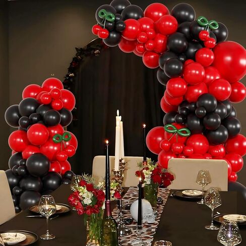 Red and Black Balloon Arch Kit, 140Pcs Red Black Cherry Balloons for Birthday Baby Shower Bachelorette Cherry Themed Party Decorations in Saudi Arabia