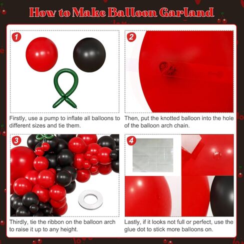 Red and Black Balloon Arch Kit, 140Pcs Red Black Cherry Balloons for Birthday Baby Shower Bachelorette Cherry Themed Party Decorations in Saudi Arabia