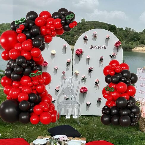 Red and Black Balloon Arch Kit, 140Pcs Red Black Cherry Balloons for Birthday Baby Shower Bachelorette Cherry Themed Party Decorations in Saudi Arabia