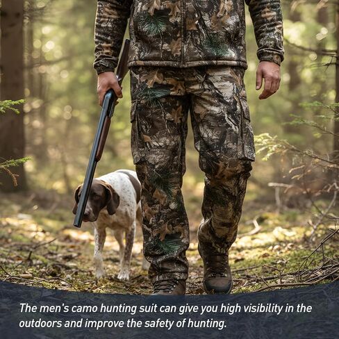 GUGULUZA Hunting Pants for Men, Silent Hunting Pants with Fleece Lining, Water Resistant Camo Clothes for Deer Hunting in Saudi Arabia