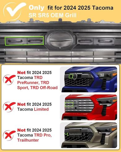 Front Bumper LED Grill Lights for Toyota Tacoma 2025 2024 Raptor Marker Lights Bars fit SR SR5 OEM Grille 4th Gen Tacoma Exterior Accessories (White) in Saudi Arabia