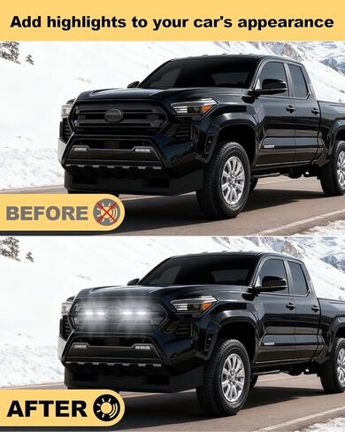 Front Bumper LED Grill Lights for Toyota Tacoma 2025 2024 Raptor Marker Lights Bars fit SR SR5 OEM Grille 4th Gen Tacoma Exterior Accessories (White) in Saudi Arabia