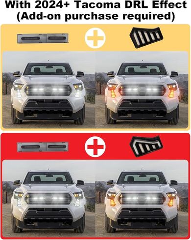 Front Bumper LED Grill Lights for Toyota Tacoma 2025 2024 Raptor Marker Lights Bars fit SR SR5 OEM Grille 4th Gen Tacoma Exterior Accessories (White) in Saudi Arabia