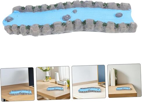 NUOBESTY 2Pcs Miniature Resin River Stream for Model Train Scenery DIY Garden Water Feature Miniature Landscape Accessory for Sand Table and Fairy Garden Decor Durable and Versatile in Saudi Arabia