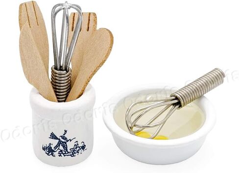 Odoria 1/12 Miniature Kitchen Utensils Whisk and Mixing Bowl Dollhouse Decoration Accessories in Saudi Arabia