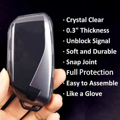 غطاء IUIU Key Fob، متوافق مع BMW 2023 2024 New 5/7 Series 740i 760i X1 X5 X6 X7 XM IX IX3 I5 I7، غطاء حماية ناعم من مادة TPU (أسود دخاني) in Kuwait