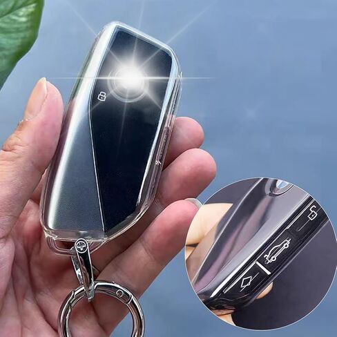 غطاء IUIU Key Fob، متوافق مع BMW 2023 2024 New 5/7 Series 740i 760i X1 X5 X6 X7 XM IX IX3 I5 I7، غطاء حماية ناعم من مادة TPU (أسود دخاني) in Kuwait