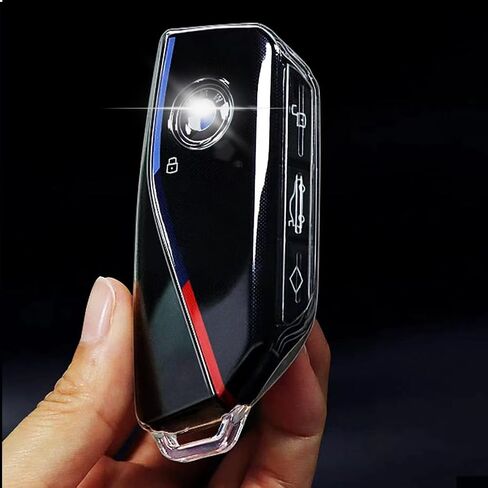 غطاء IUIU Key Fob، متوافق مع BMW 2023 2024 New 5/7 Series 740i 760i X1 X5 X6 X7 XM IX IX3 I5 I7، غطاء حماية ناعم من مادة TPU (أسود دخاني) in Kuwait