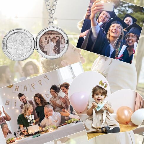 UNICRAFTALE 20pcs Stainless Steel Locket Pendants Flat Round Photo Frame Charms Locket Necklace Charms with Flower for Necklaces Bracelets Jewelry Making 30x28x5mm in Saudi Arabia
