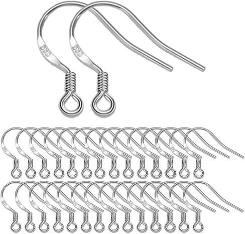 50 Sterling Silver Earring Hooks for DIY Jewelry Making, Crafting Supplies in Saudi Arabia