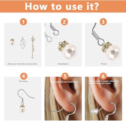 50 Sterling Silver Earring Hooks for DIY Jewelry Making, Crafting Supplies in Saudi Arabia