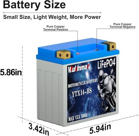 YTX14 BS ATV Lithium Powersport Battery 12.8V 9Ah Motorcycle Battery with Smart BMS,Replacement ATV, UTV, Motorcycle, Scooter, Snowmobile, 4 Wheeler in Kuwait