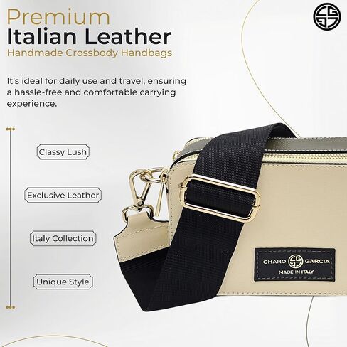 Premium Italian Leather Handmade in Tuscany, Italy. Crossbody Handbags for Women with Adjustable Strap Made in Italy in Saudi Arabia