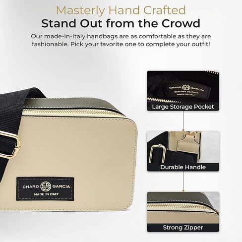 Premium Italian Leather Handmade in Tuscany, Italy. Crossbody Handbags for Women with Adjustable Strap Made in Italy in Saudi Arabia