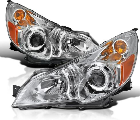 SPEC-D ضبط المصابيح الأمامية لجهاز العرض الكروم المتوافقة مع 2010-2014 Subaru Legacy، 2010-2014 Subaru Outback، مجموعة المصابيح الأمامية اليسرى + اليمنى in Kuwait