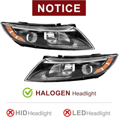 Headlight Assembly Compatible with 2014 2015 Kia Optima Halogen Headlights Assembly w/Bulbs Replacement Headlamp 921014C500 921024C500 (Driver and Passenger Side) in Saudi Arabia